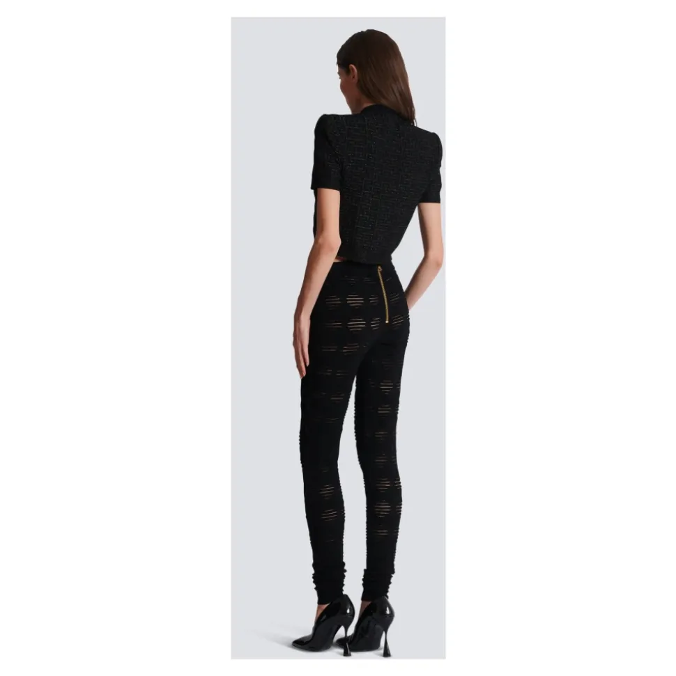 Leggings mit Diamantmuster und 6 Knöpfen