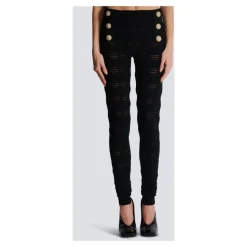 Leggings mit Diamantmuster und 6 Knöpfen