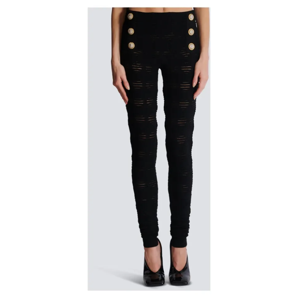 Leggings mit Diamantmuster und 6 Knöpfen