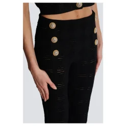 Leggings mit Diamantmuster und 6 Knöpfen
