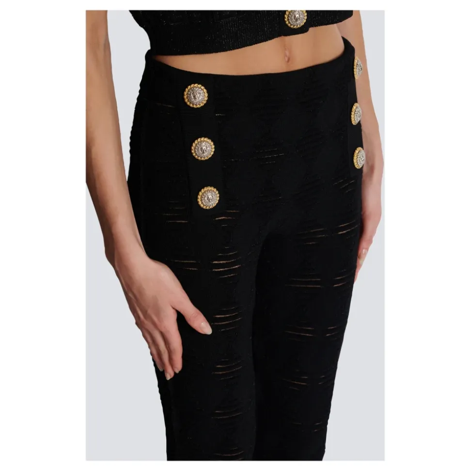 Leggings mit Diamantmuster und 6 Knöpfen