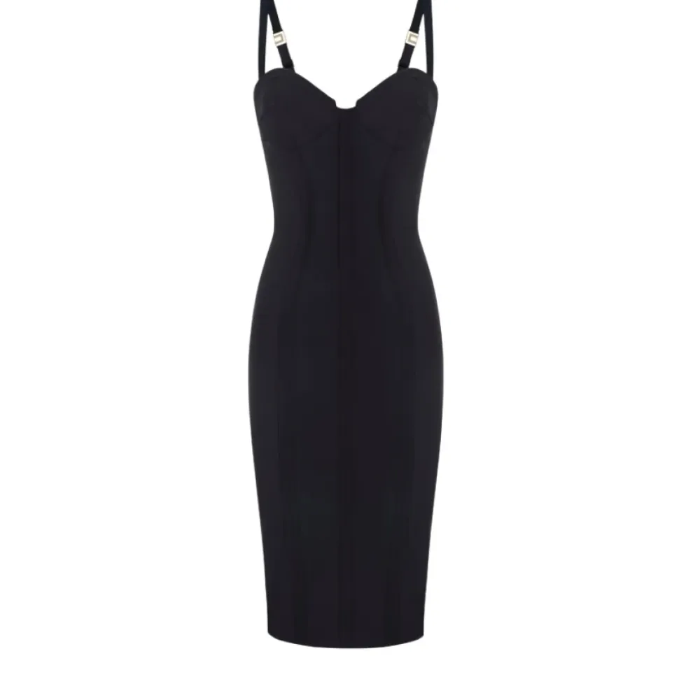Leichtes Kreppkleid mit Raw-Edge-Stoff
