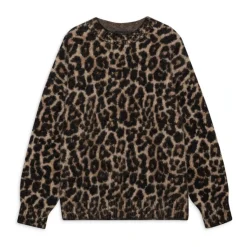 Leopard Print Crew Neck Sweater