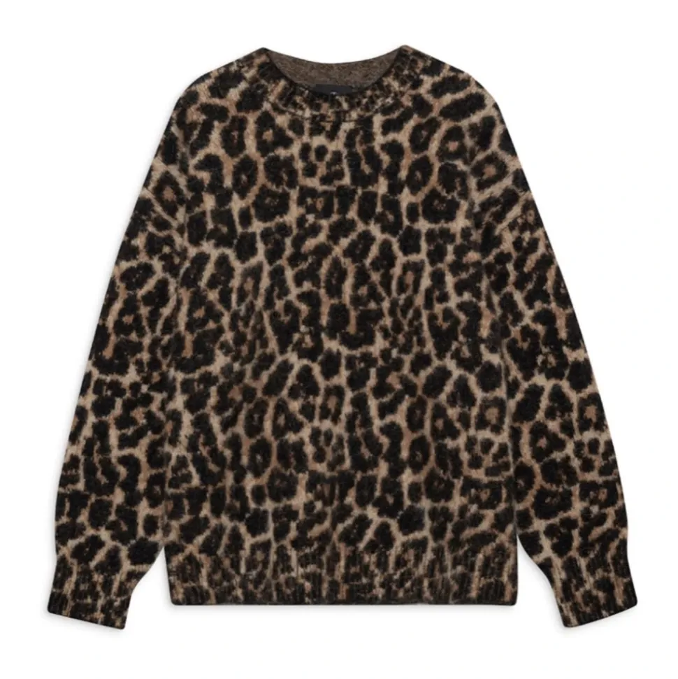 Leopard Print Crew Neck Sweater