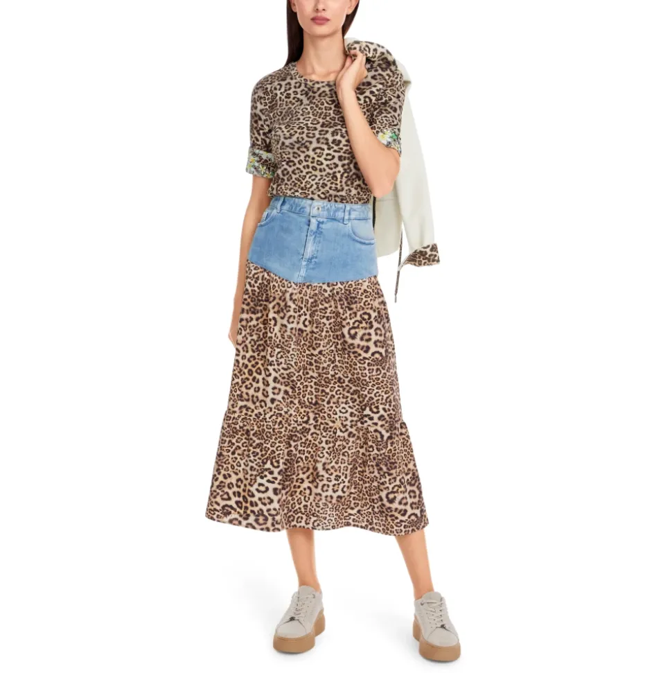 Leopardenmuster T-Shirt in enger Passform
