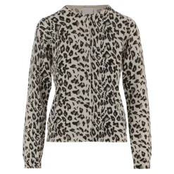 Leopardenmuster Woll-Kaschmir-Strickjacke
