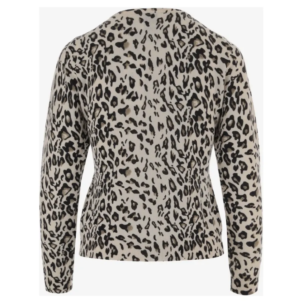 Leopardenmuster Woll-Kaschmir-Strickjacke