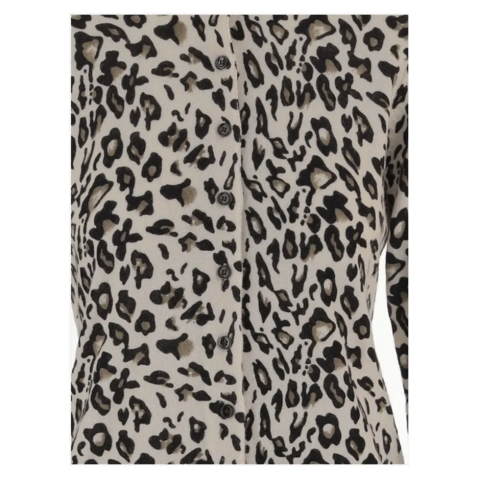 Leopardenmuster Woll-Kaschmir-Strickjacke