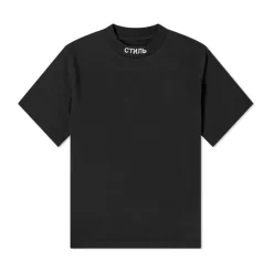 Logo Baumwoll T-Shirt Schwarz Kurzarm