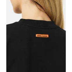 Logo Baumwoll T-Shirt Schwarz Kurzarm