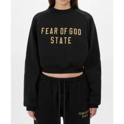 Logo Fleece Cropped Sweatshirt Schwarz