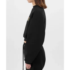 Logo Fleece Cropped Sweatshirt Schwarz