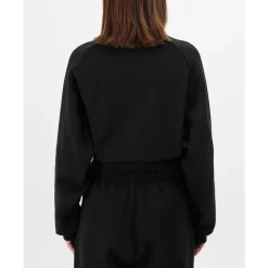 Logo Fleece Cropped Sweatshirt Schwarz