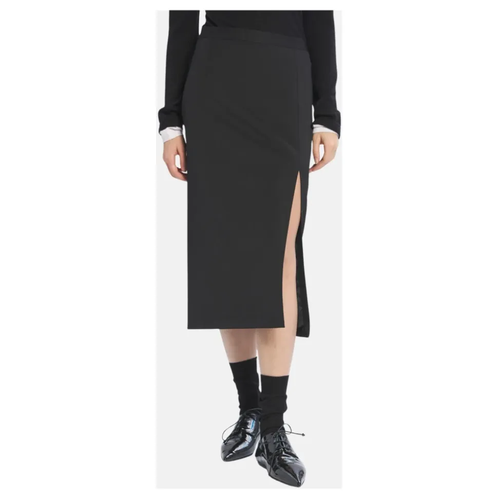 Longuette Wollrock mit Seitenschlitz
