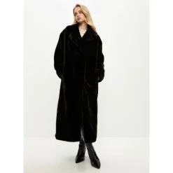 Luxuriöser Kunstpelzmantel Freya - Schwarz