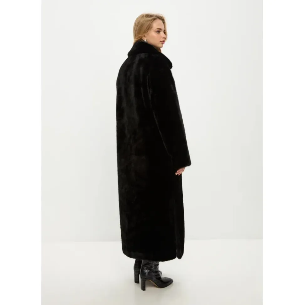 Luxuriöser Kunstpelzmantel Freya - Schwarz