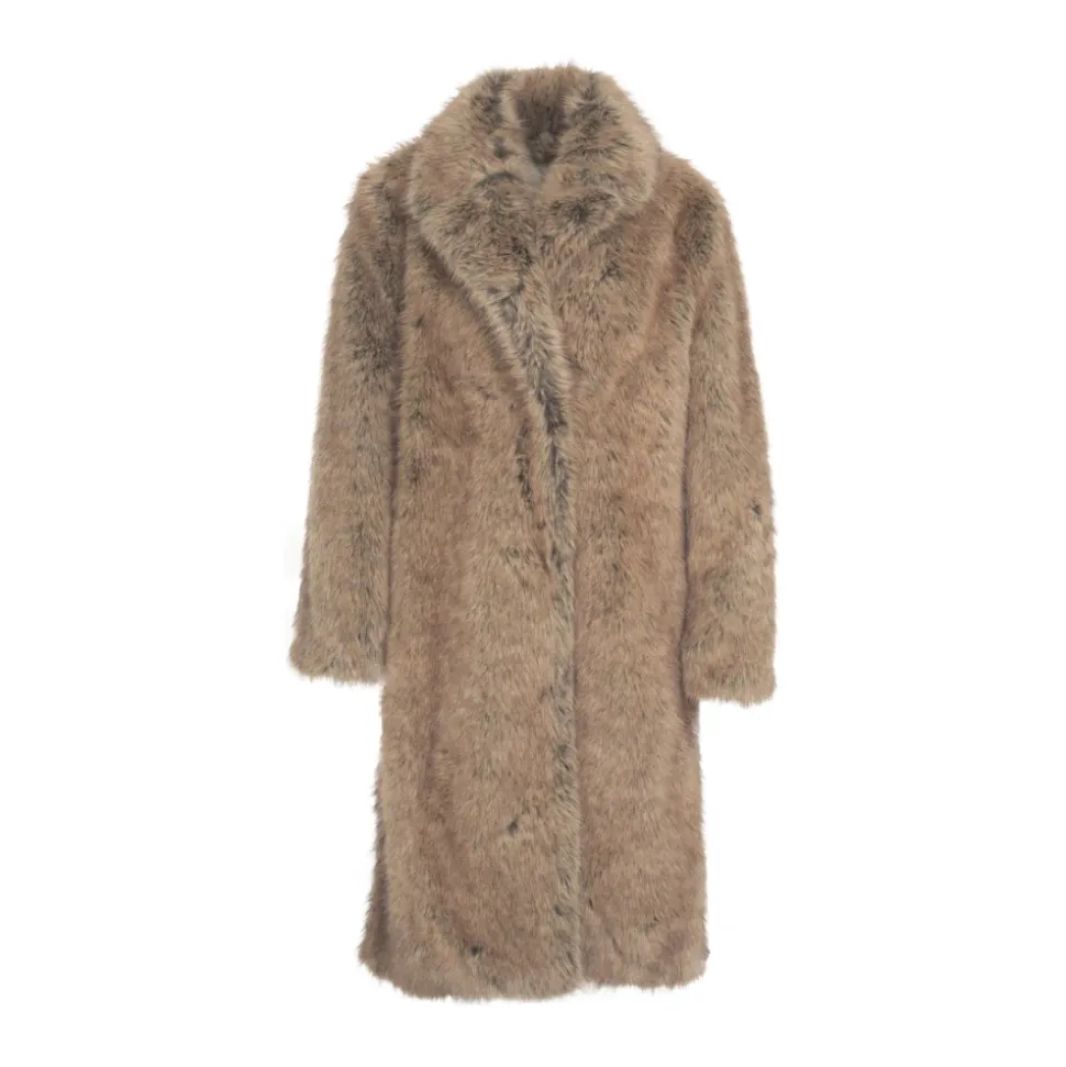 Luxuriöser Kunstpelzmantel Marrone