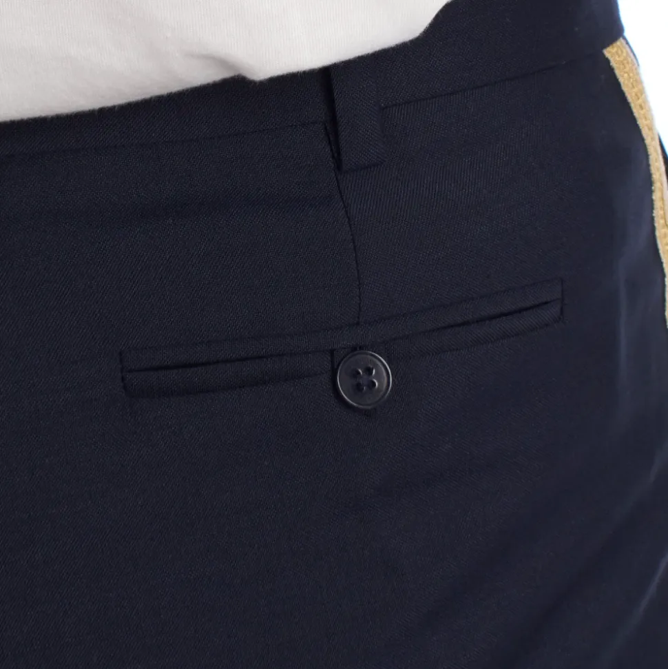 Maßgeschneiderte gerade Hose mit dekorativem Seitenband