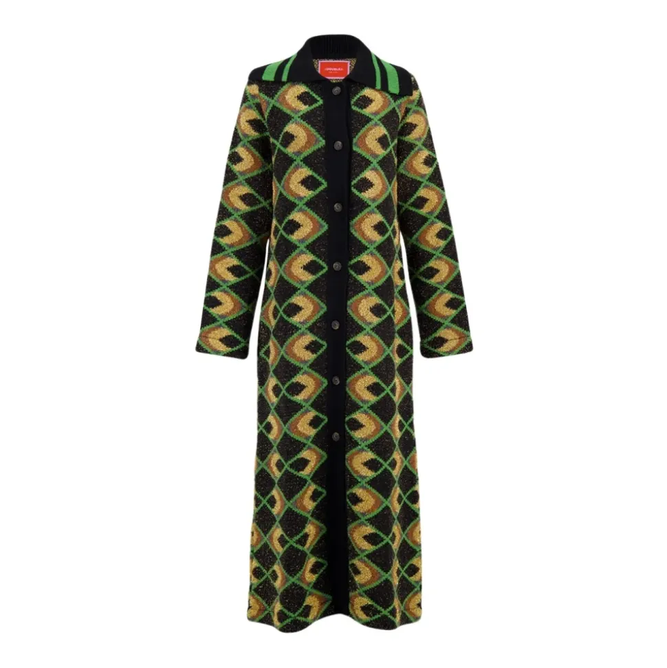 Maxi Mantel mit geometrischem Muster