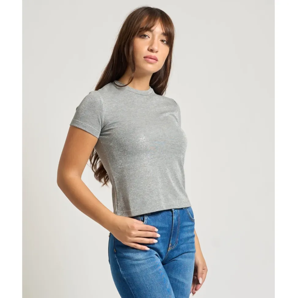 Metallic Lurex T-shirt Graue Polos