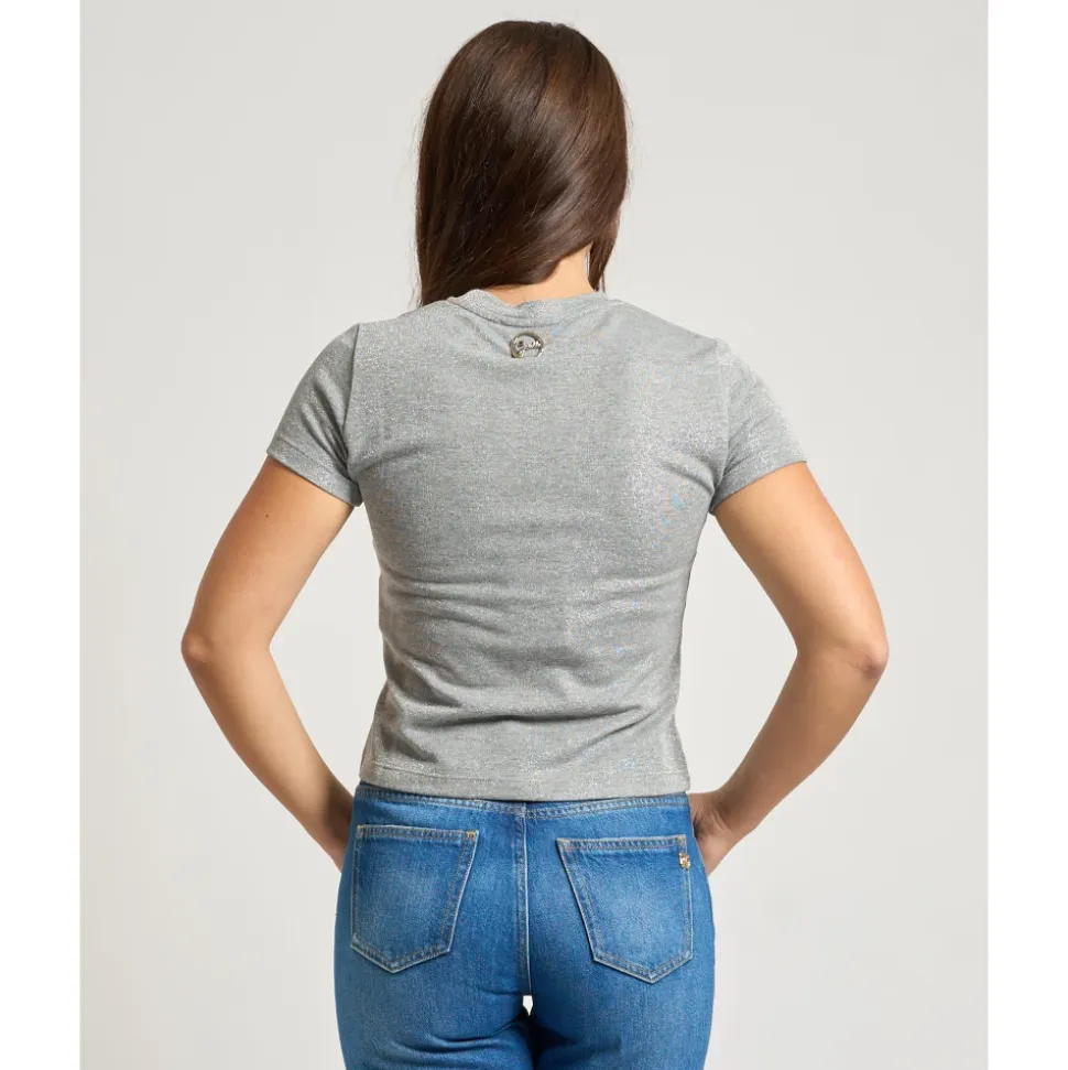 Metallic Lurex T-shirt Graue Polos
