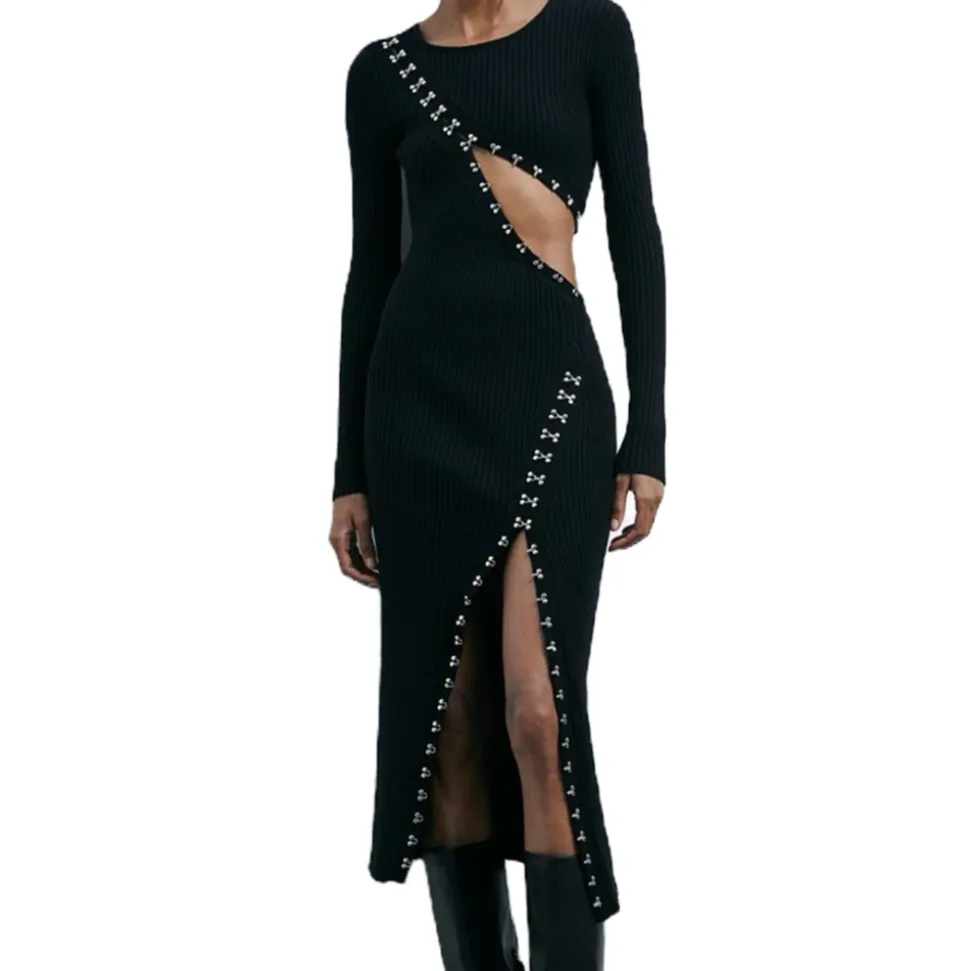 Midi Glam Rock Strickkleid