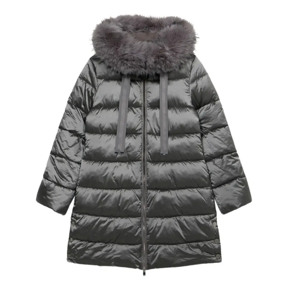 Midi-Daunenjacke mit Kapuze