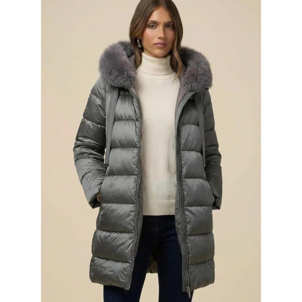 Midi-Daunenjacke mit Kapuze