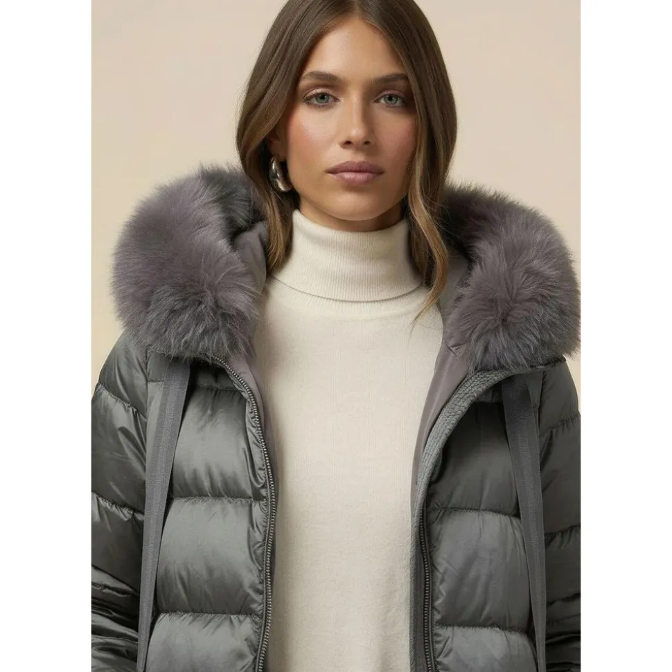 Midi-Daunenjacke mit Kapuze
