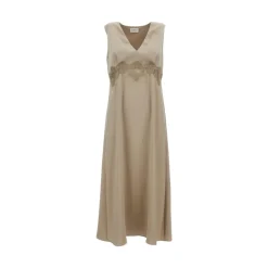 Midikleid mit V-Ausschnitt und Spitzeneinsatz