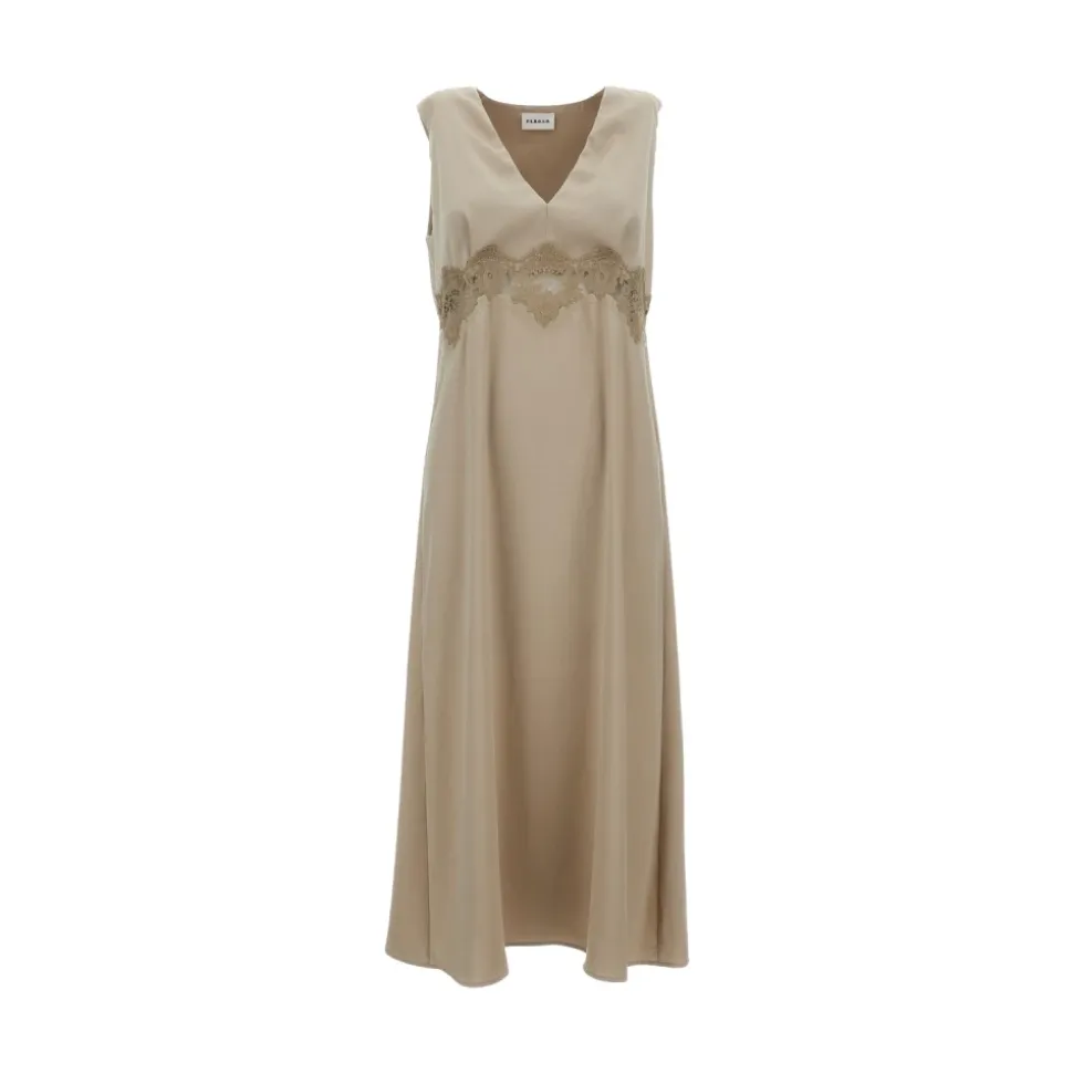 Midikleid mit V-Ausschnitt und Spitzeneinsatz