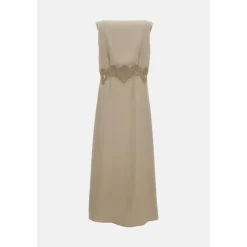 Midikleid mit V-Ausschnitt und Spitzeneinsatz