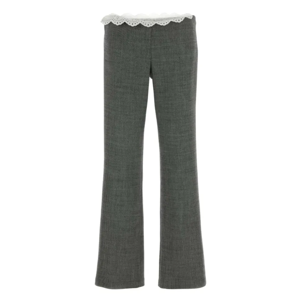 Mid-Rise Wollhose mit geradem Bein