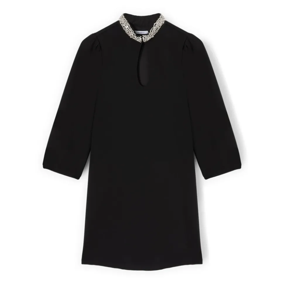 Milano Stitch Kleid mit Stickkragen
