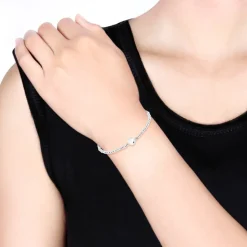 Mondstein Rundperlen Armband 925 Sterling Silber