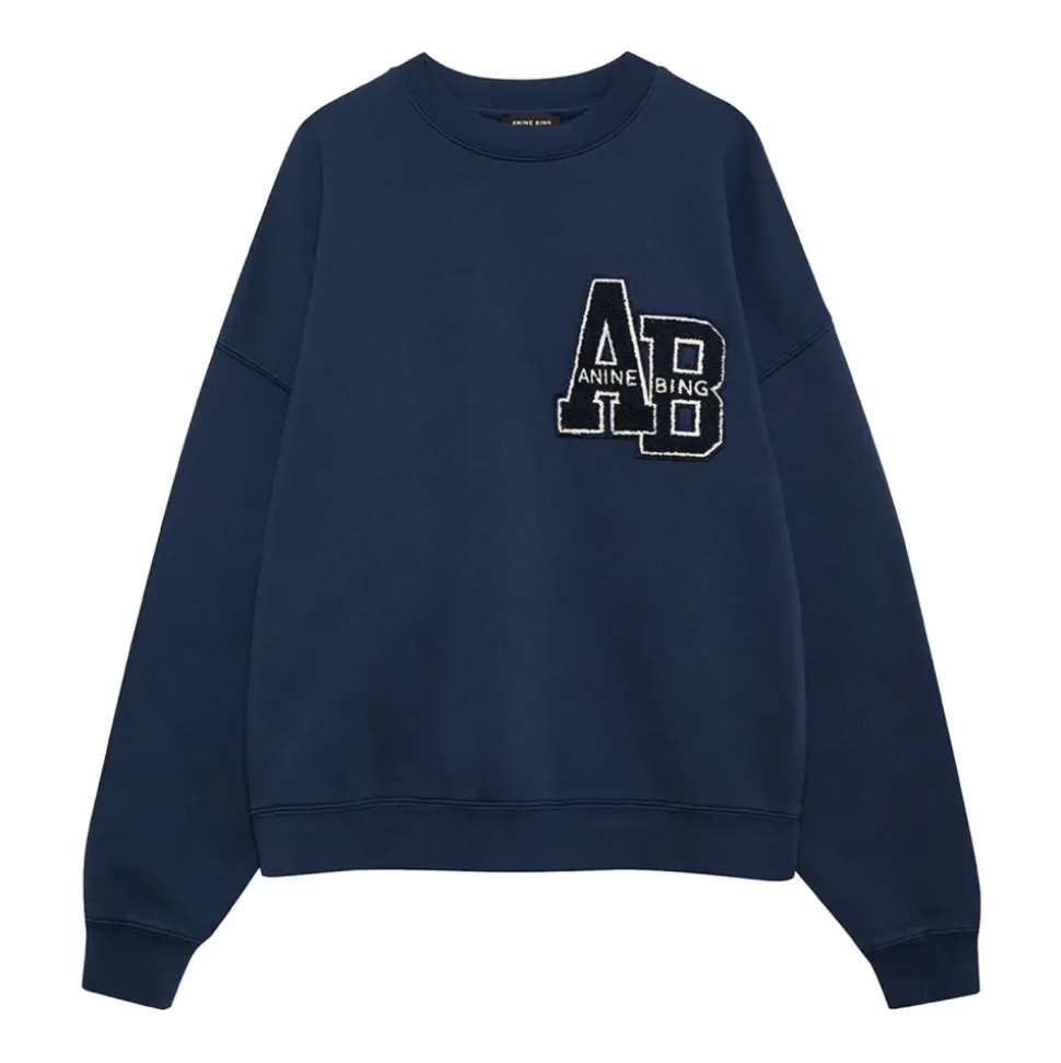 Navy Sweatshirt mit Plüsch-Logo