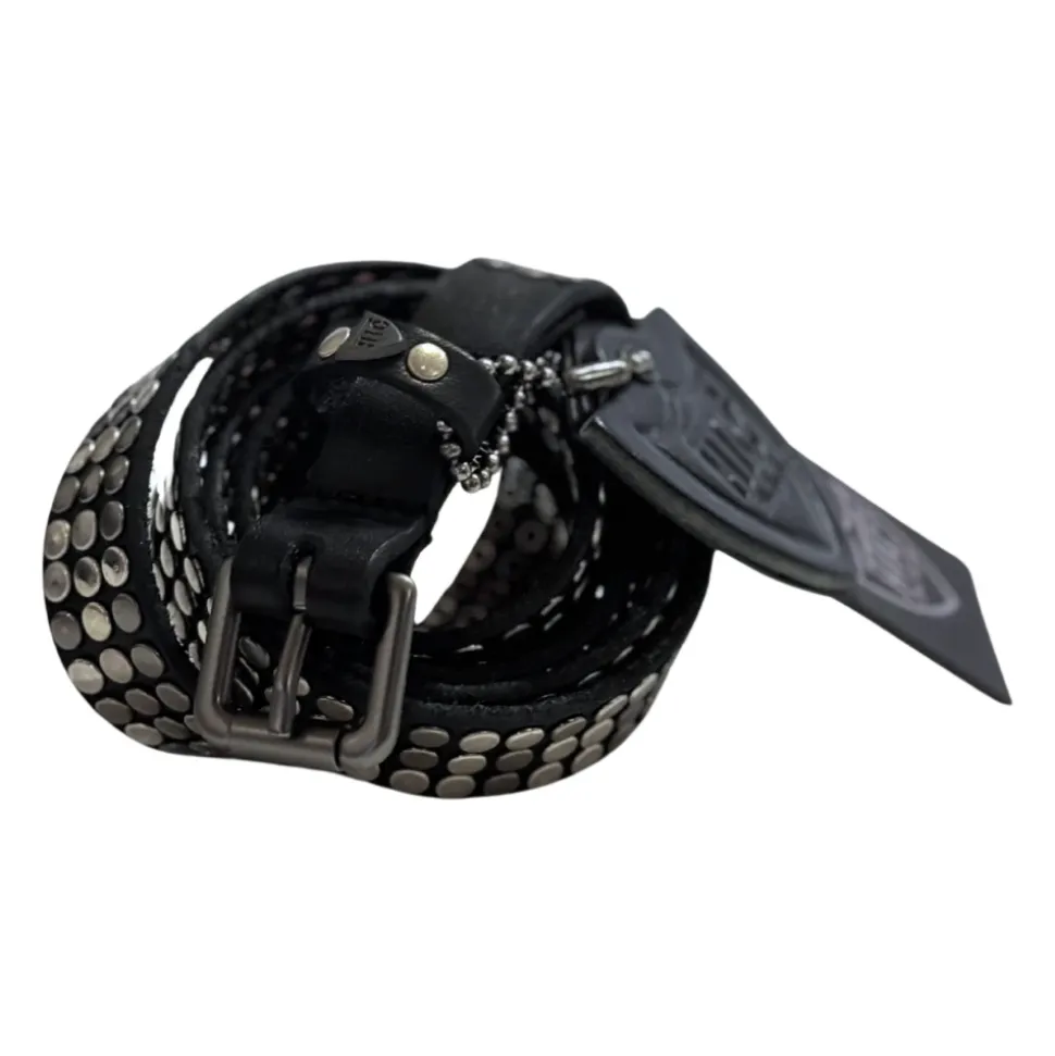 Nieten Leder Gürtel Schwarz Italien