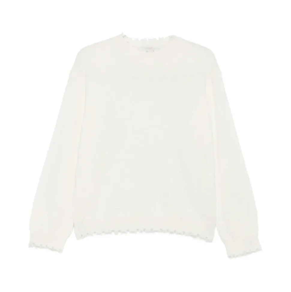 Off-White Pullover mit ausgefransten Saum
