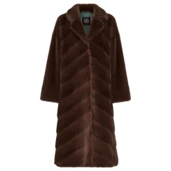 Oversized Faux Fur Mantel - Braun