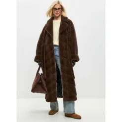 Oversized Faux Fur Mantel - Braun