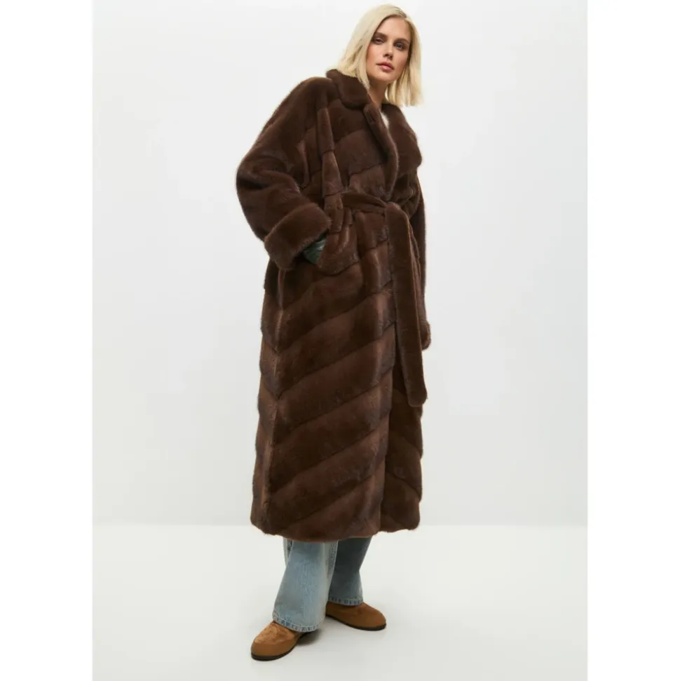 Oversized Faux Fur Mantel - Braun