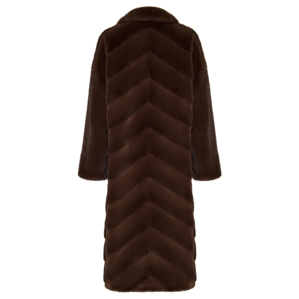 Oversized Faux Fur Mantel - Braun