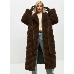 Oversized Faux Fur Mantel - Braun