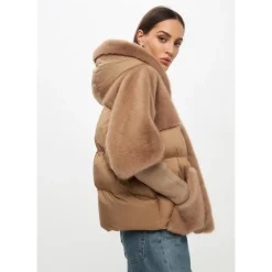 Oversized Kunstfelljacke - Beige