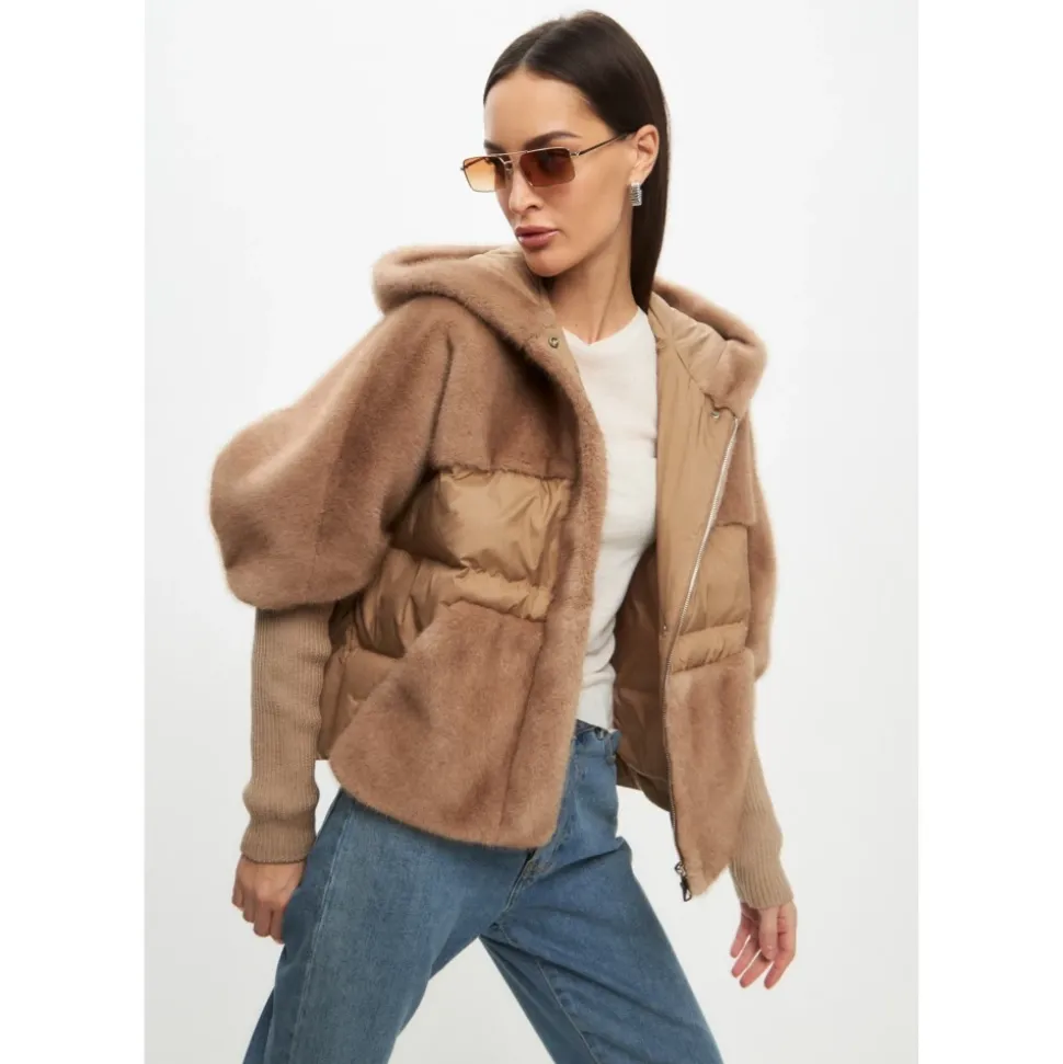 Oversized Kunstfelljacke - Beige