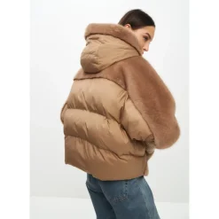 Oversized Kunstfelljacke - Beige