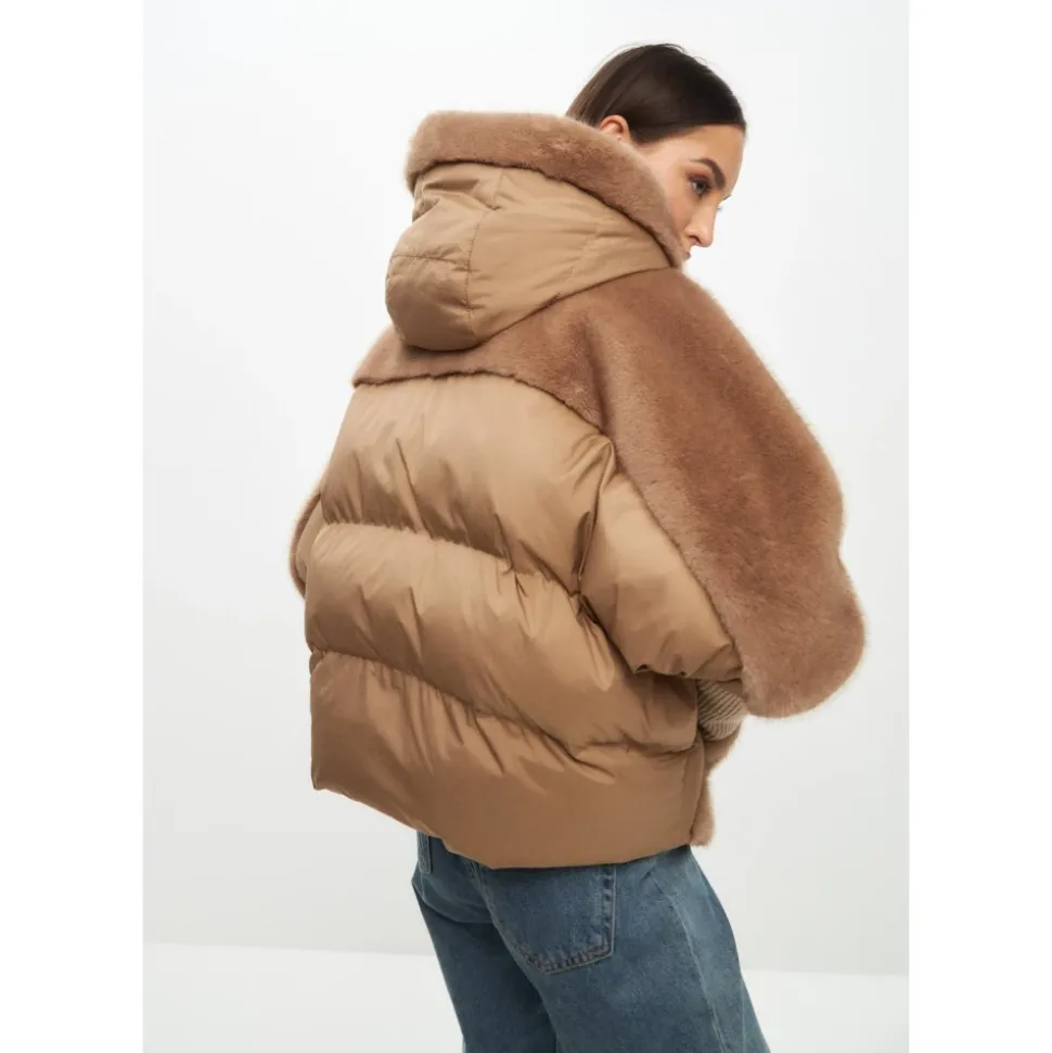 Oversized Kunstfelljacke - Beige