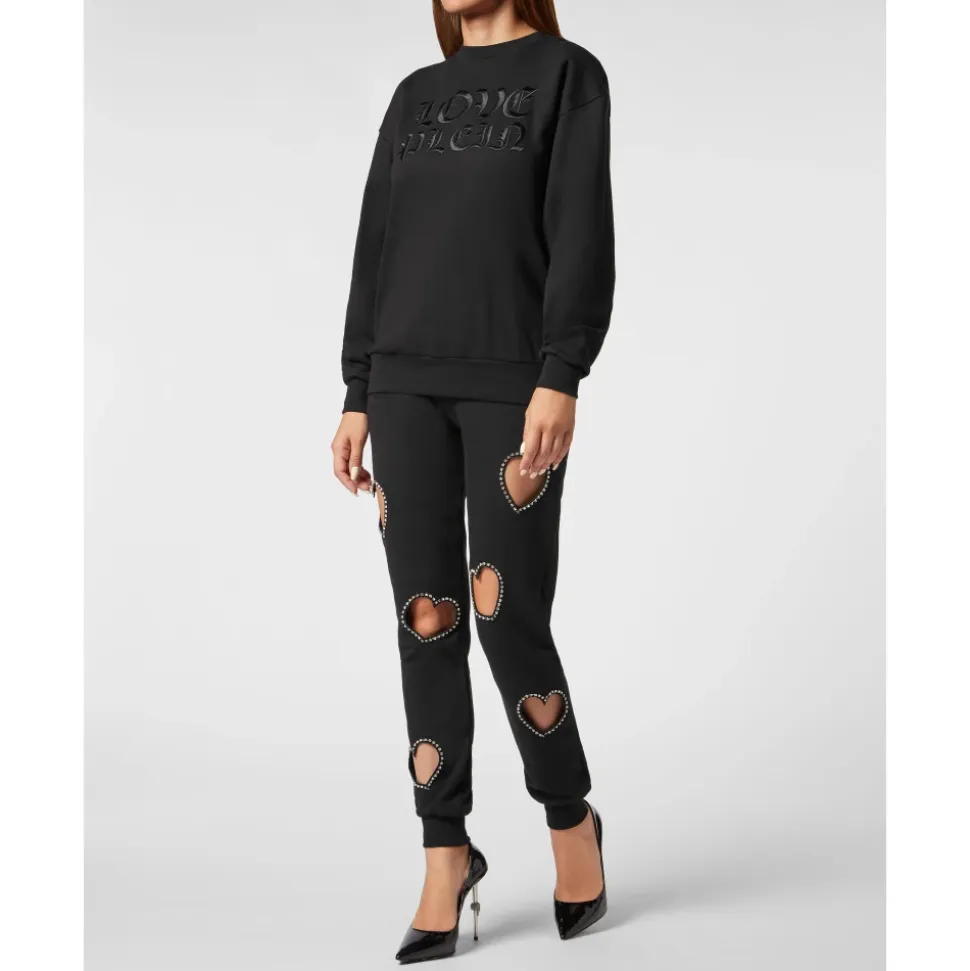 Padded Shoulder Sweatshirt Roundneck Heart