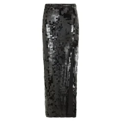 Pailletten Schwarzer Rock mit Schlitz Design