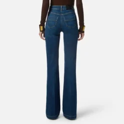 Palazzo Denim Hose mit Goldknöpfen